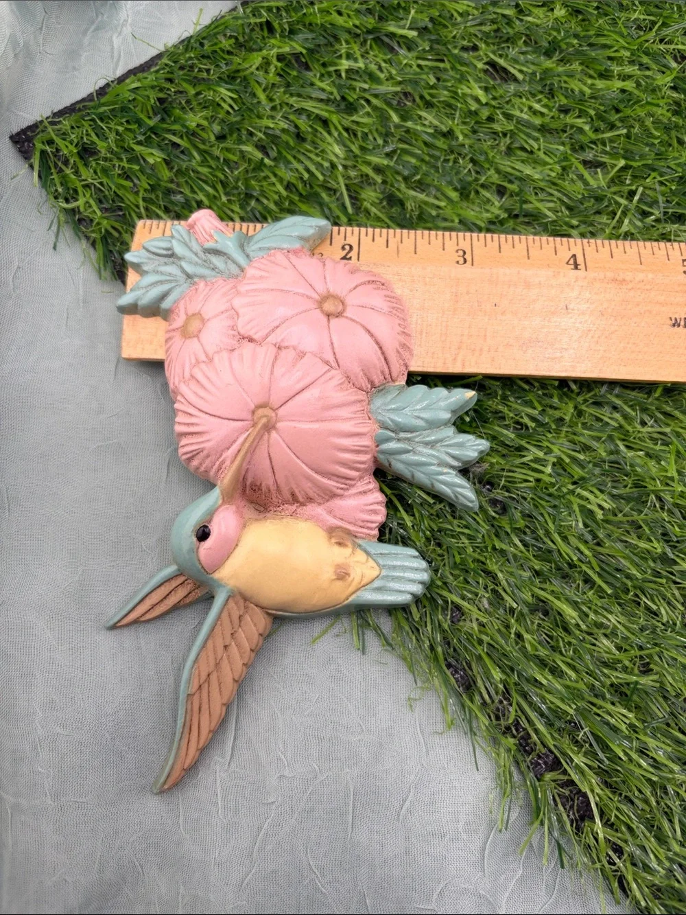 Vintage 1990s Burwood Products Plastic Hummingbird and Flower Wall Art |set of 9